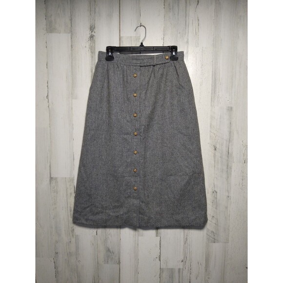 Vintage 80s 90s Schrader Sport Skirt Womens Size 12 Gray Long Wool Blend Lined - Picture 1 of 7